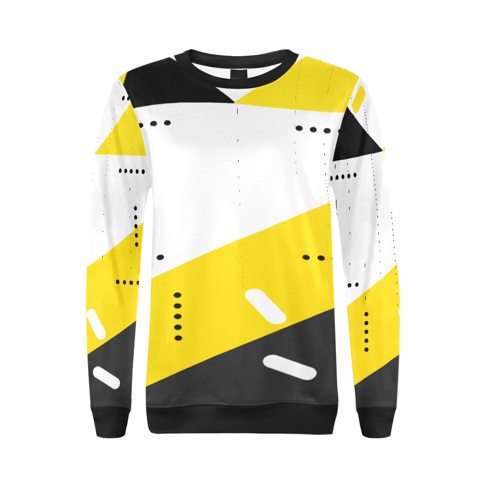 Black & Yellow Crewneck Sweatshirt for Women