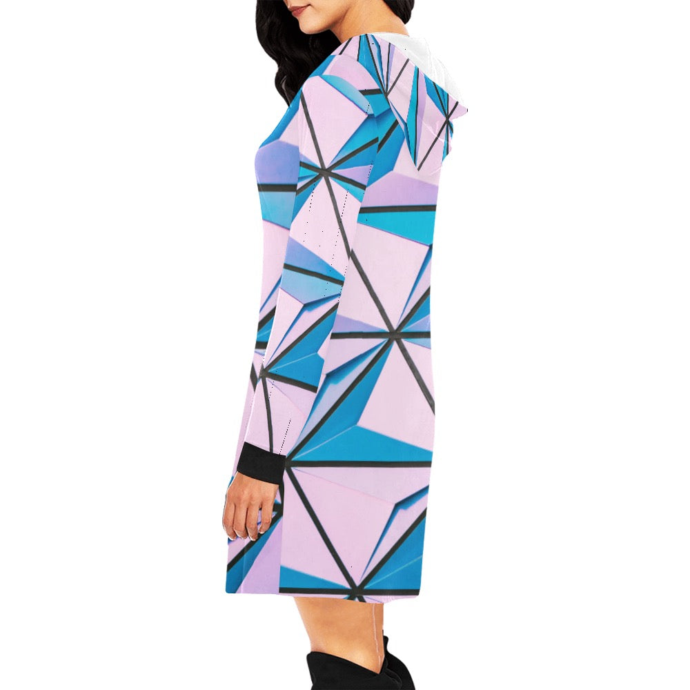 Pink Abstract Hoodie Mini Dress