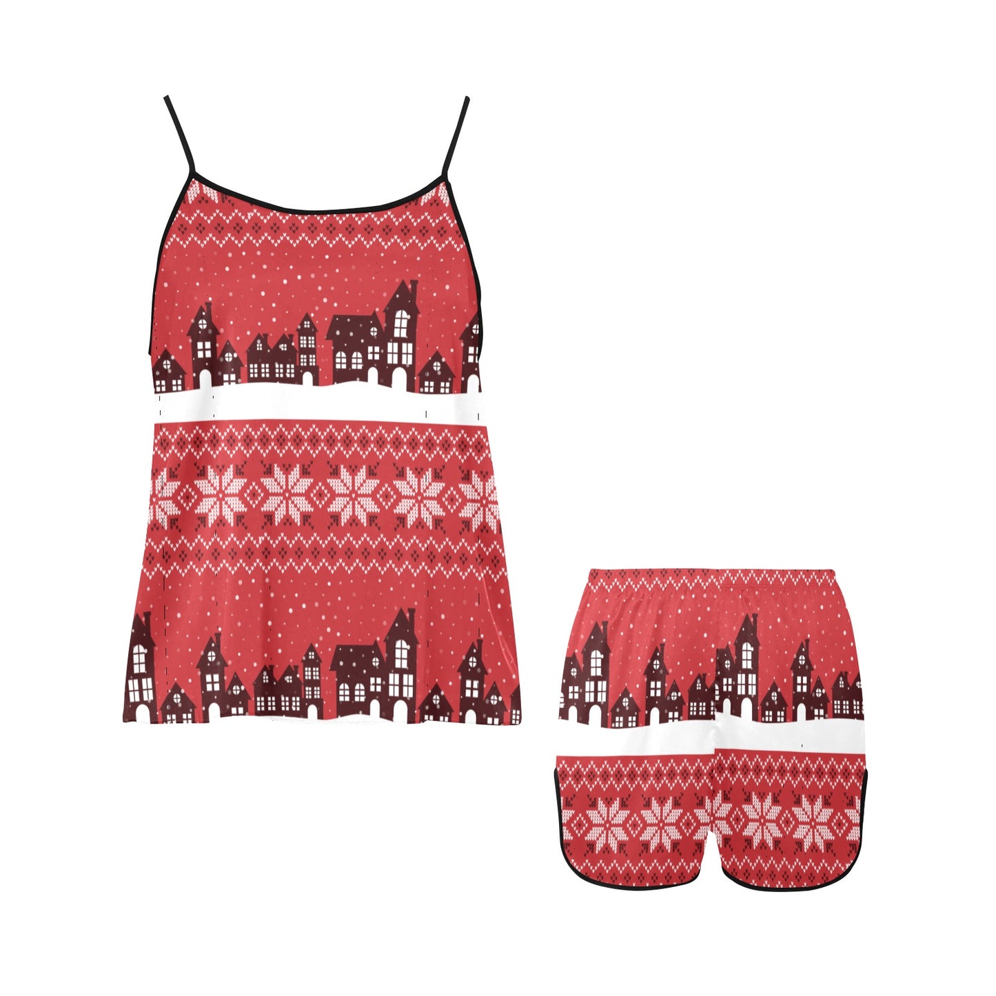 CHRISTMAS- Red Night Women's Spaghetti Strap Short Pajama Set