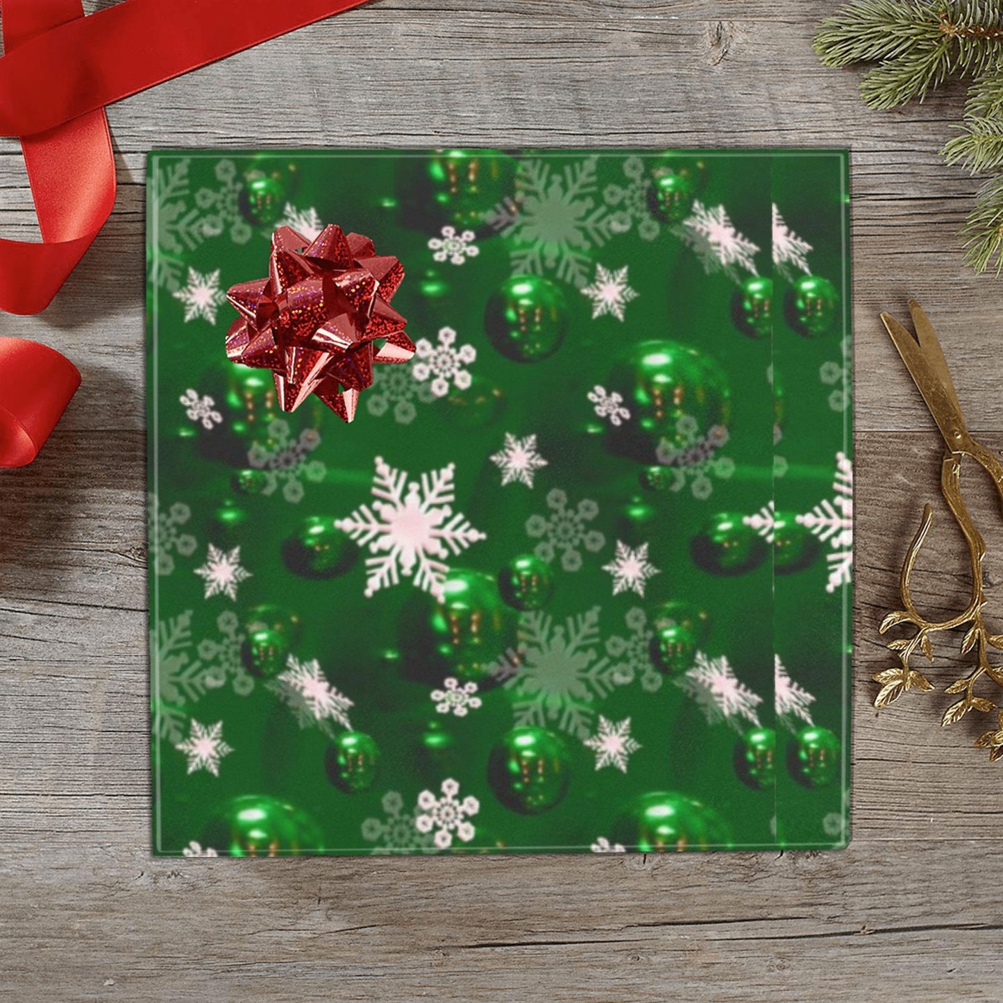 Green Bells- Christmas Gift Wrapping Paper 58"x 23" (3 Rolls)