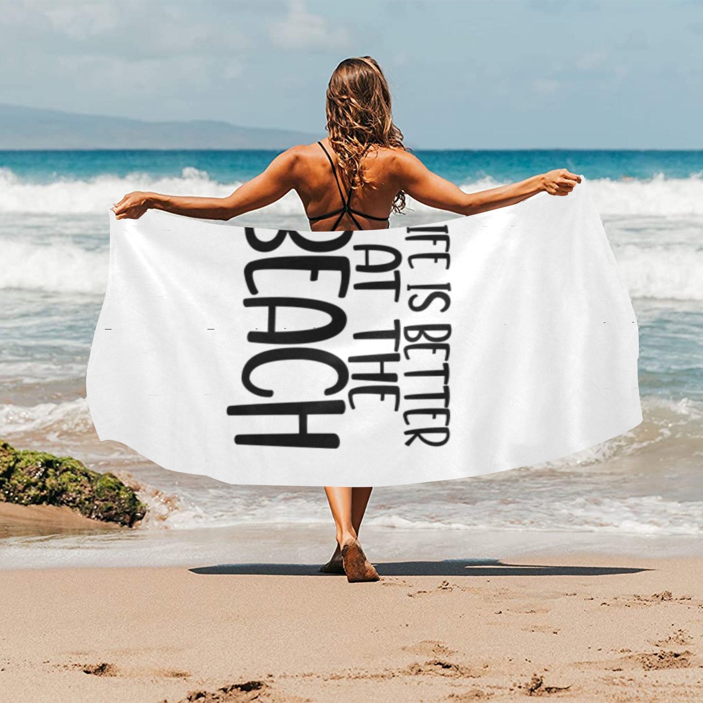 Life At The Beach Beach Towel 32"x 71"