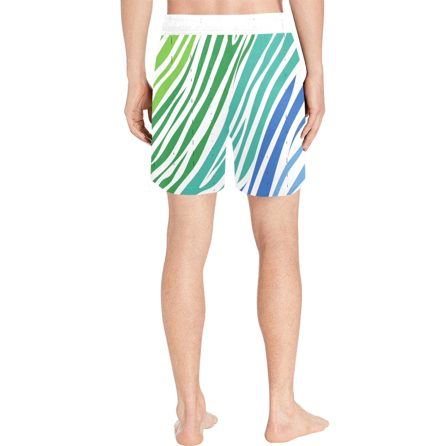 White Teal Zebra Men's Swim Shorts