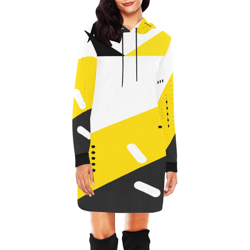 Black and Yellow Hoodie Mini Dress