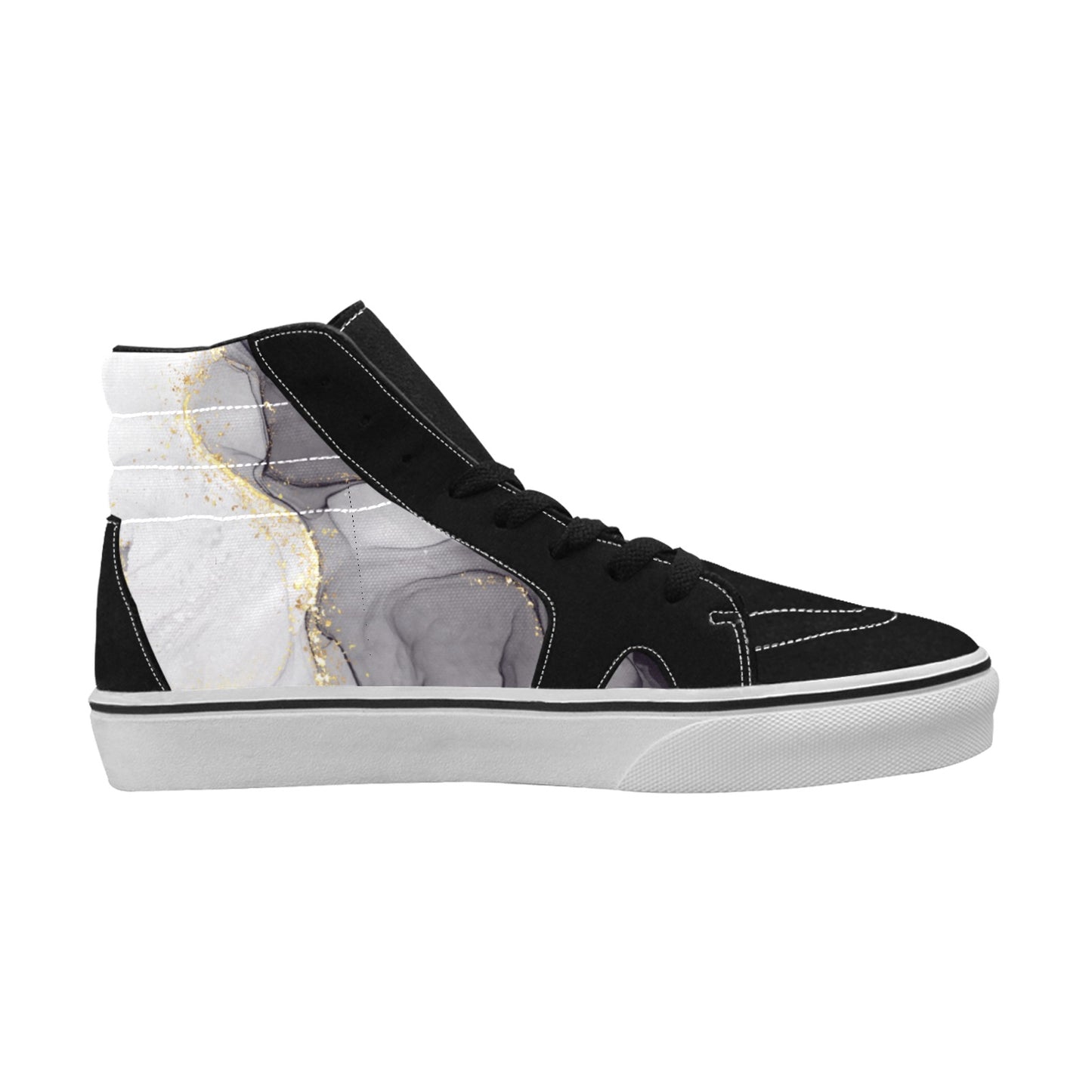 Grey Marble Women's High Top Skateboarding Shoes