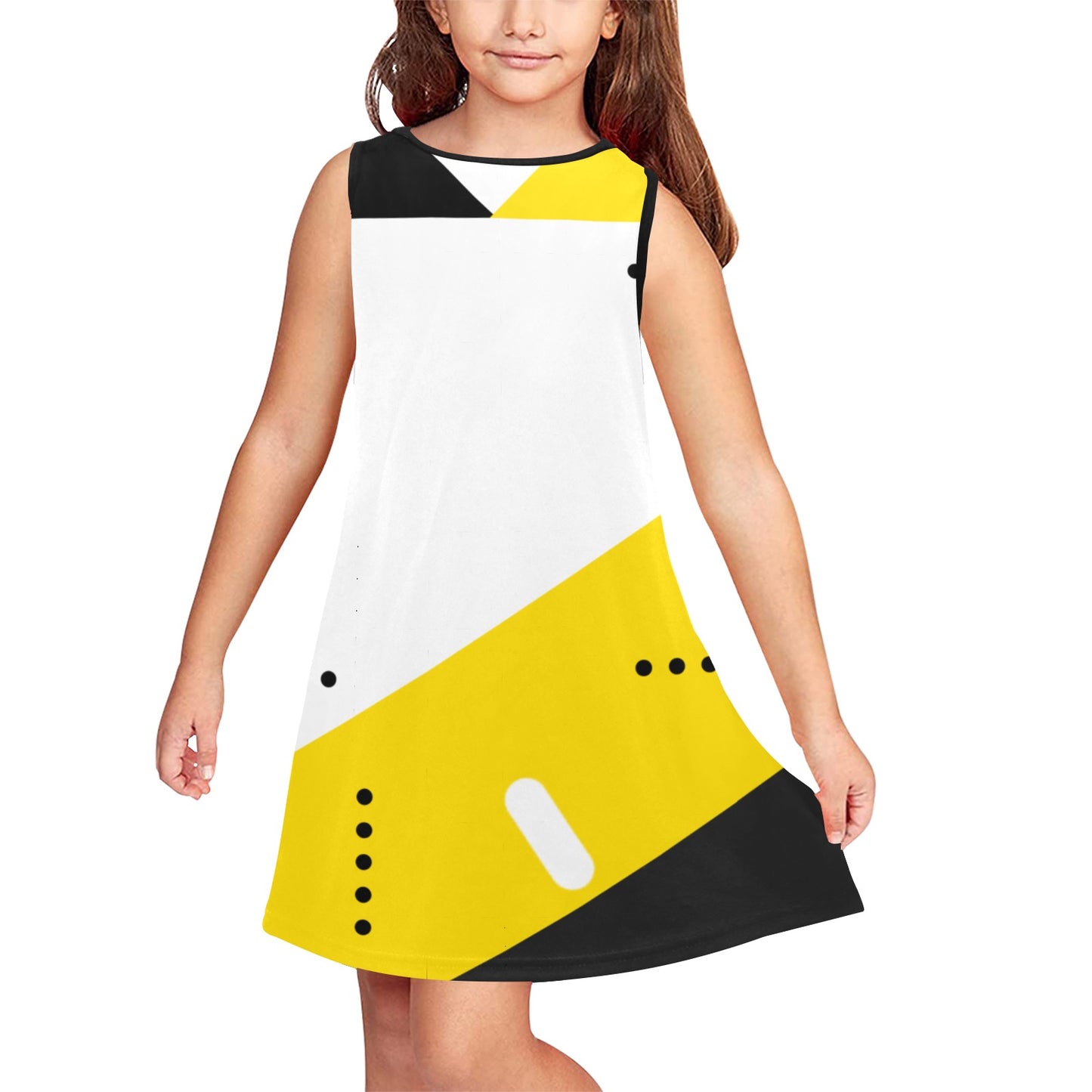 Black & Yellow Girls' Sleeveless Dress