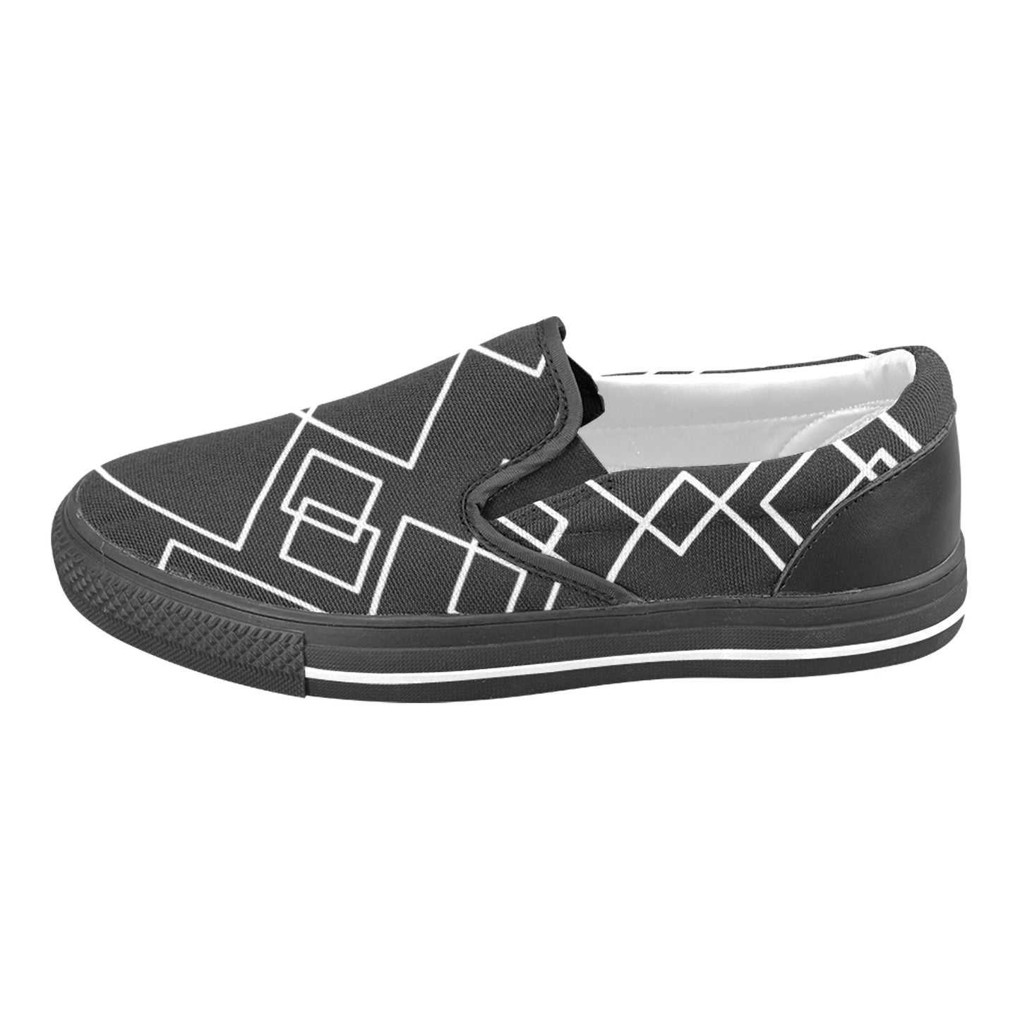 Black Squared Men's Slip-on Shoes