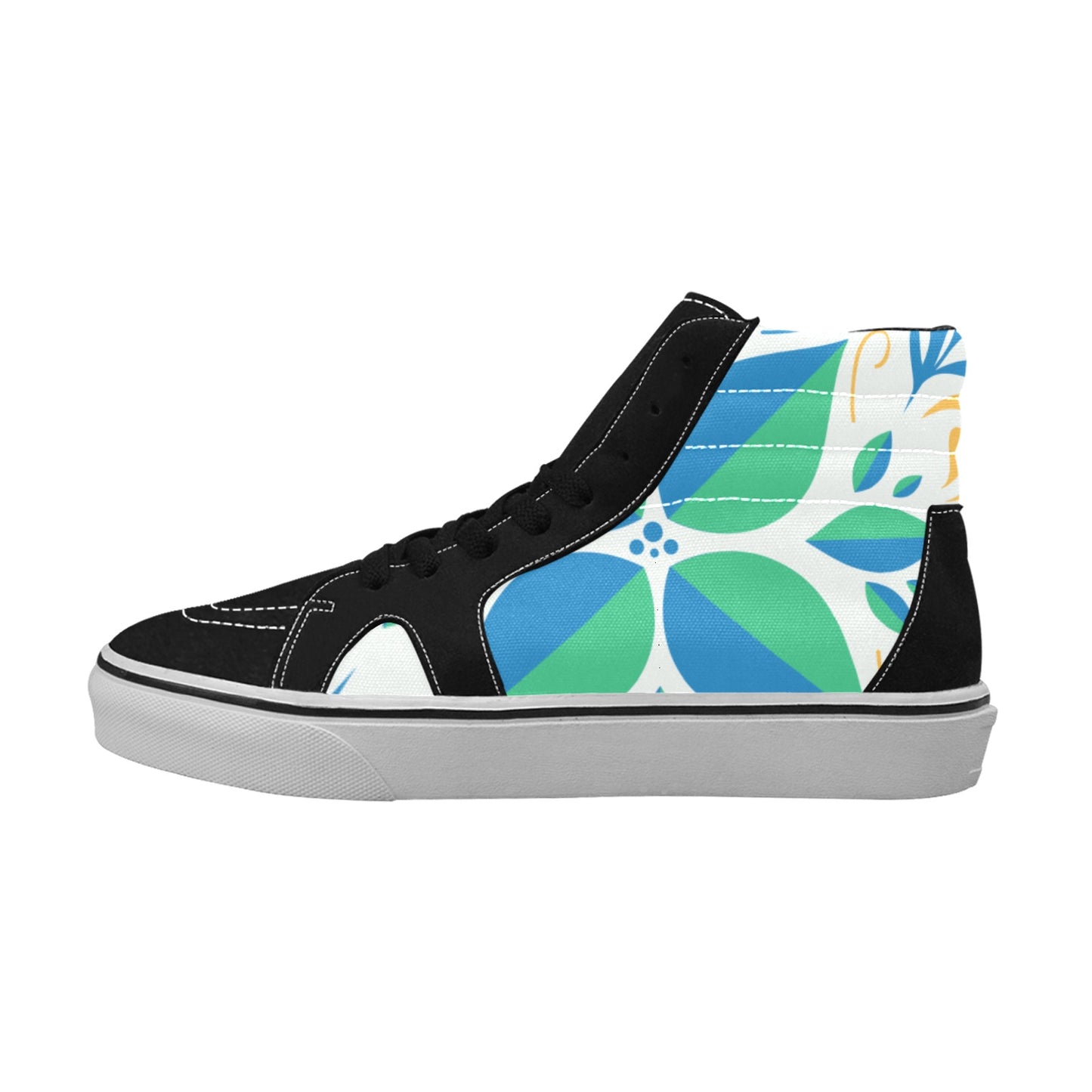 Blue Green Women's High Top Skateboarding Shoes