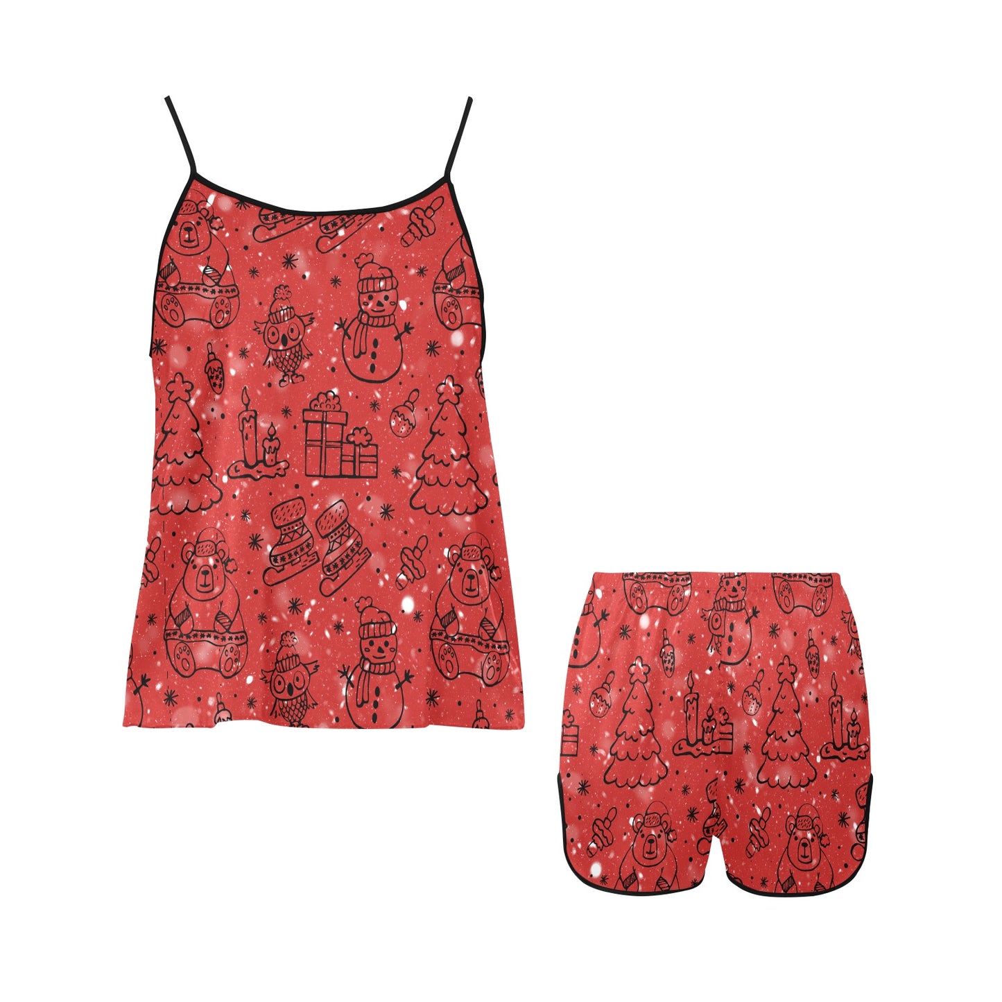 Red Christmas Women's Spaghetti Strap Pajama Set