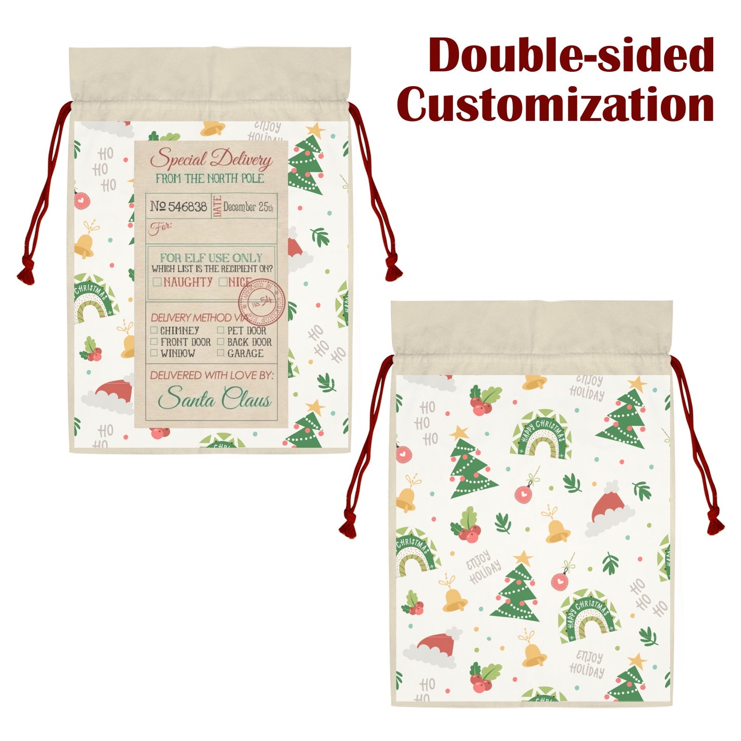 CHRISTMAS - Santa Sack Santa Claus Drawstring Bag 21"x32"