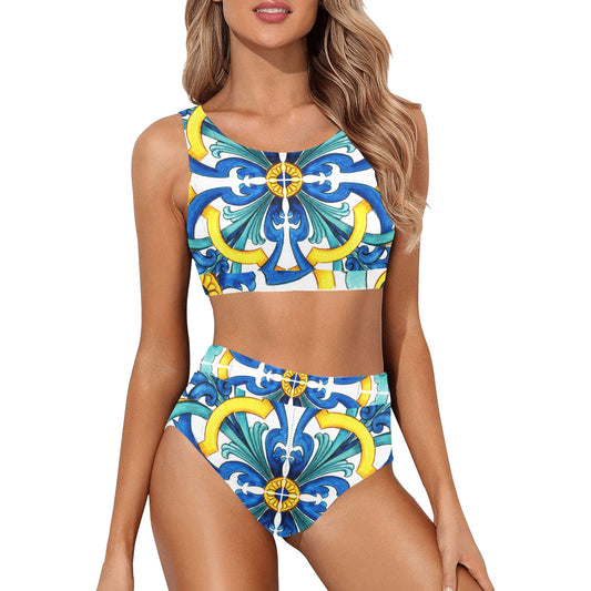 Mediterranean Crop Top Bikini Set