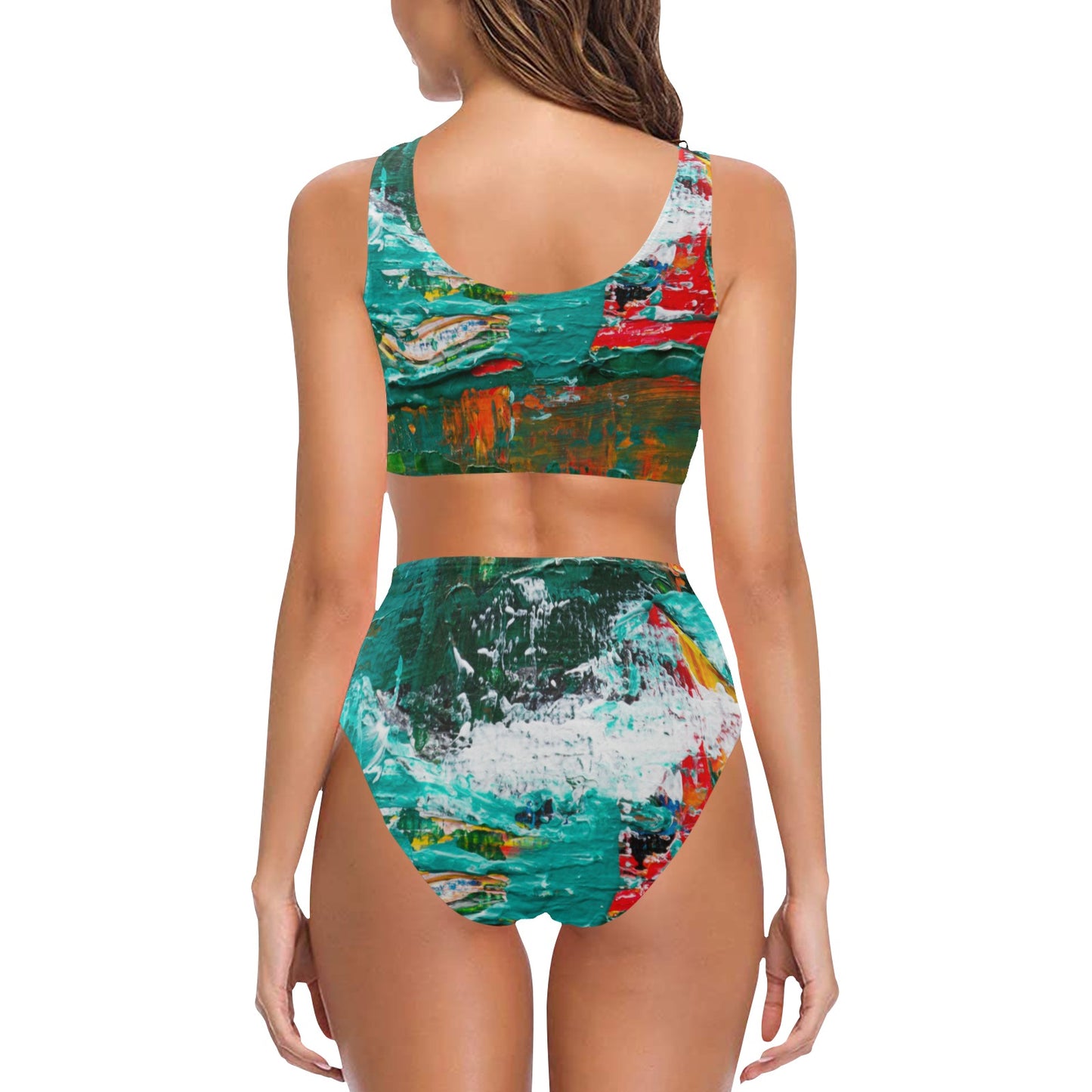 Painting Chest Bow Tie Bikini Swimsuit