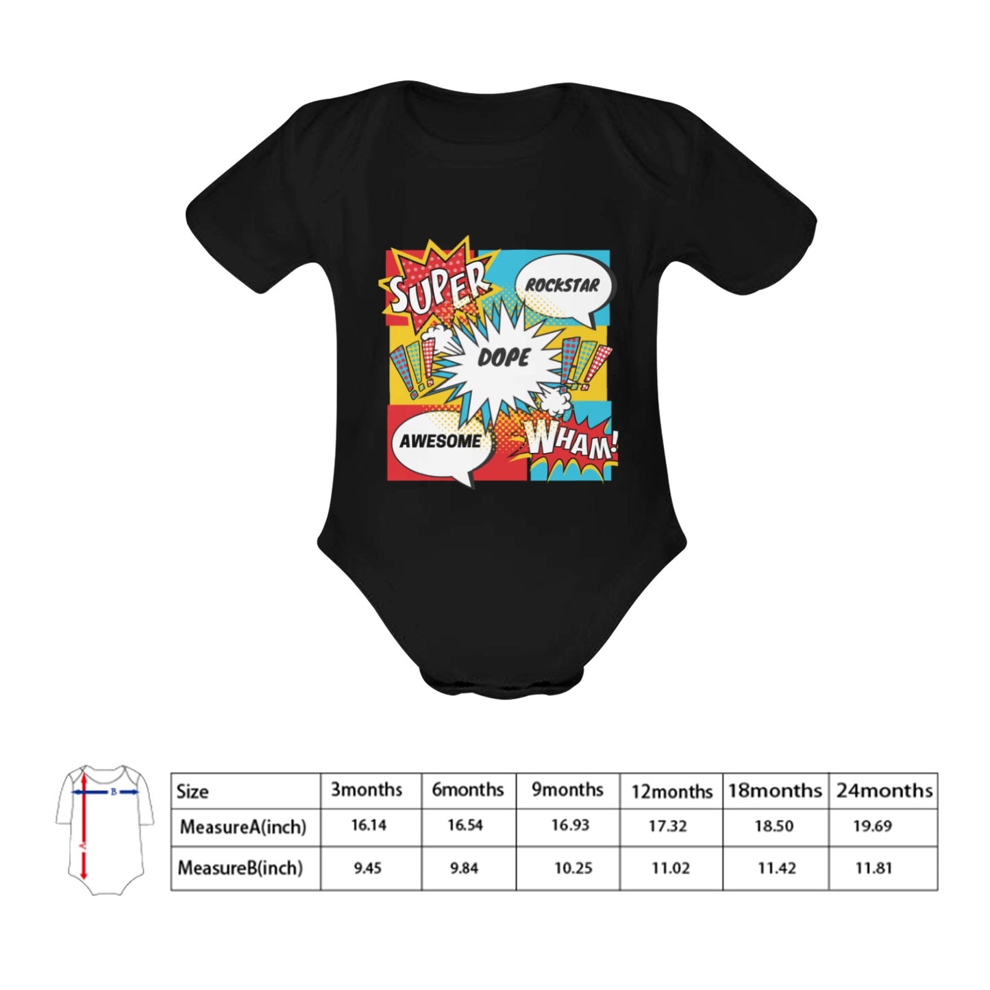 Comic Words Baby Onesie