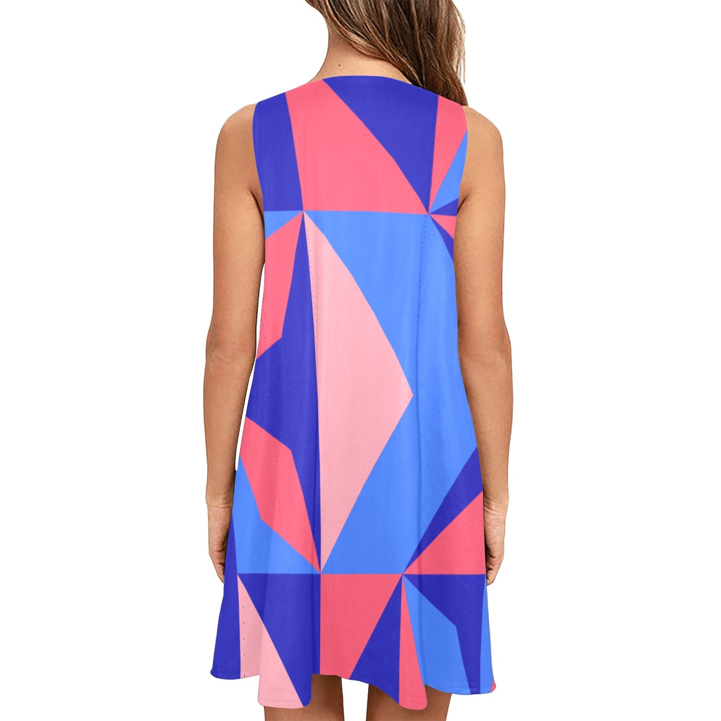 Color Abstract Sleeveless A-Line Pocket Dress