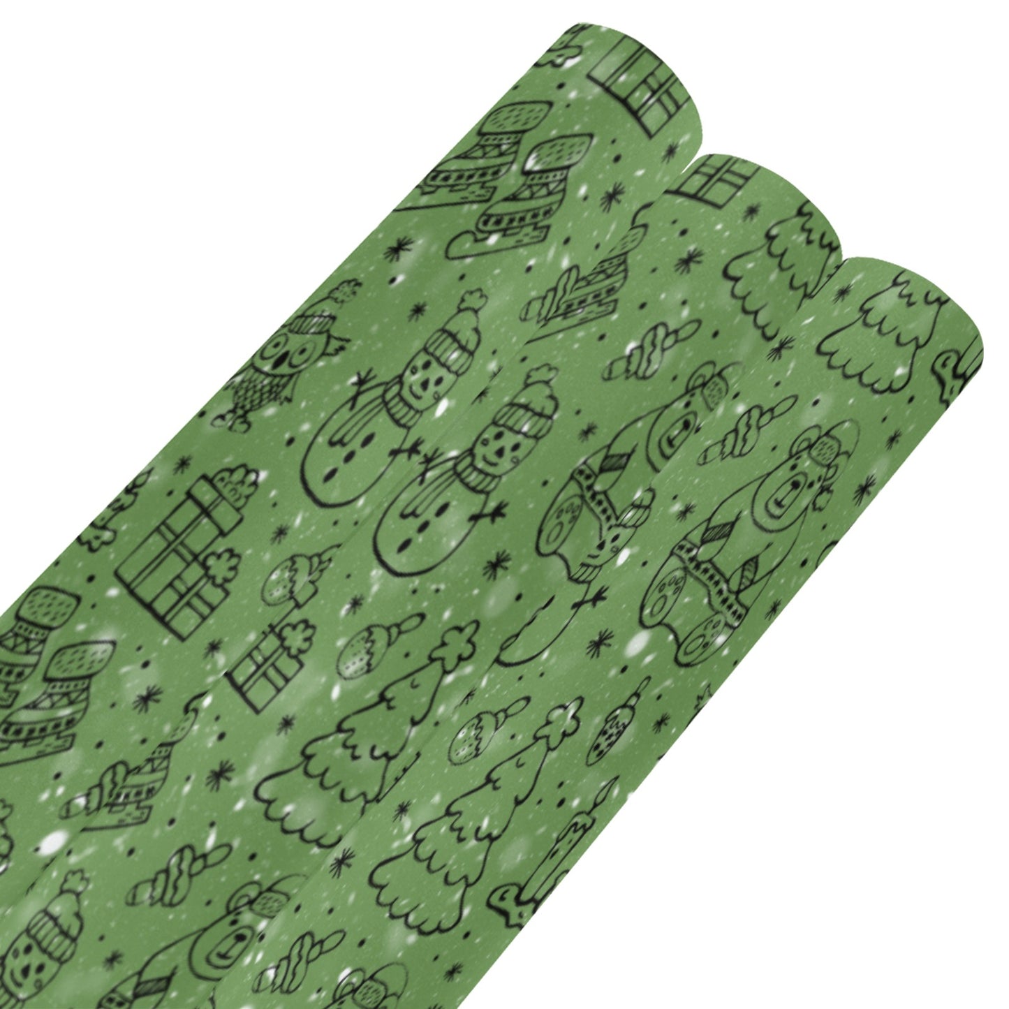 Green Christmas Gift Wrapping Paper 58"x 23" (3 Rolls)