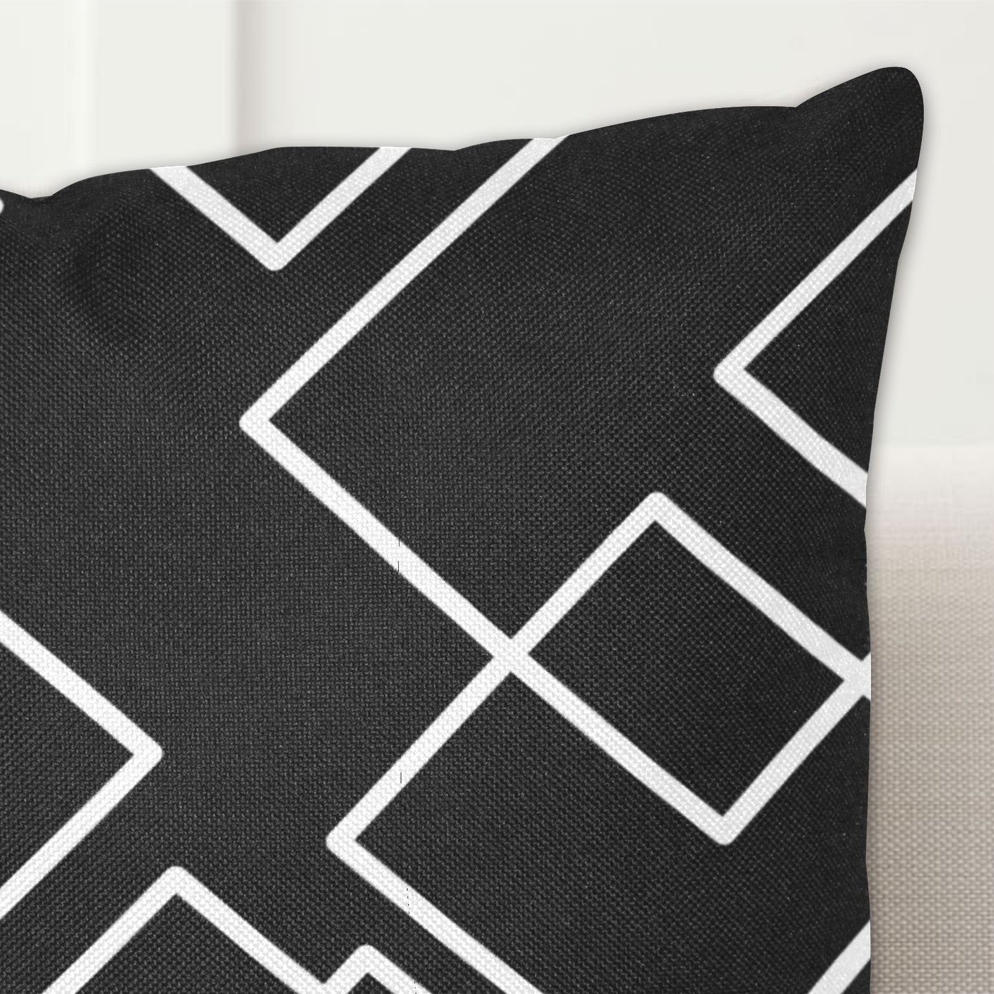 Black Squared Linen Zippered Pillowcase 18"x18"(Pack of 2)