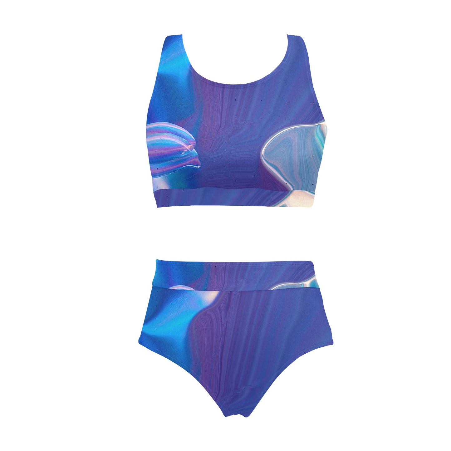 Blue Aura Crop Top Bikini Set