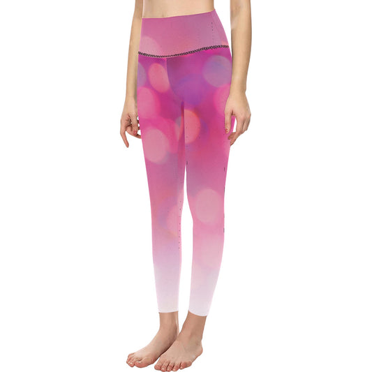 Pink Circles Women's High-Waisted Leggings