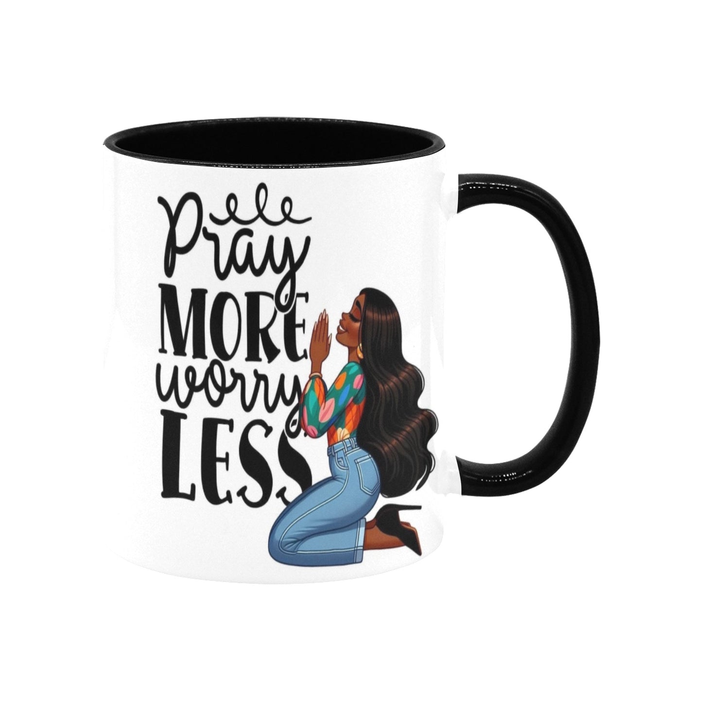 Pray more worry less Custom Inner Color Mug (11oz)