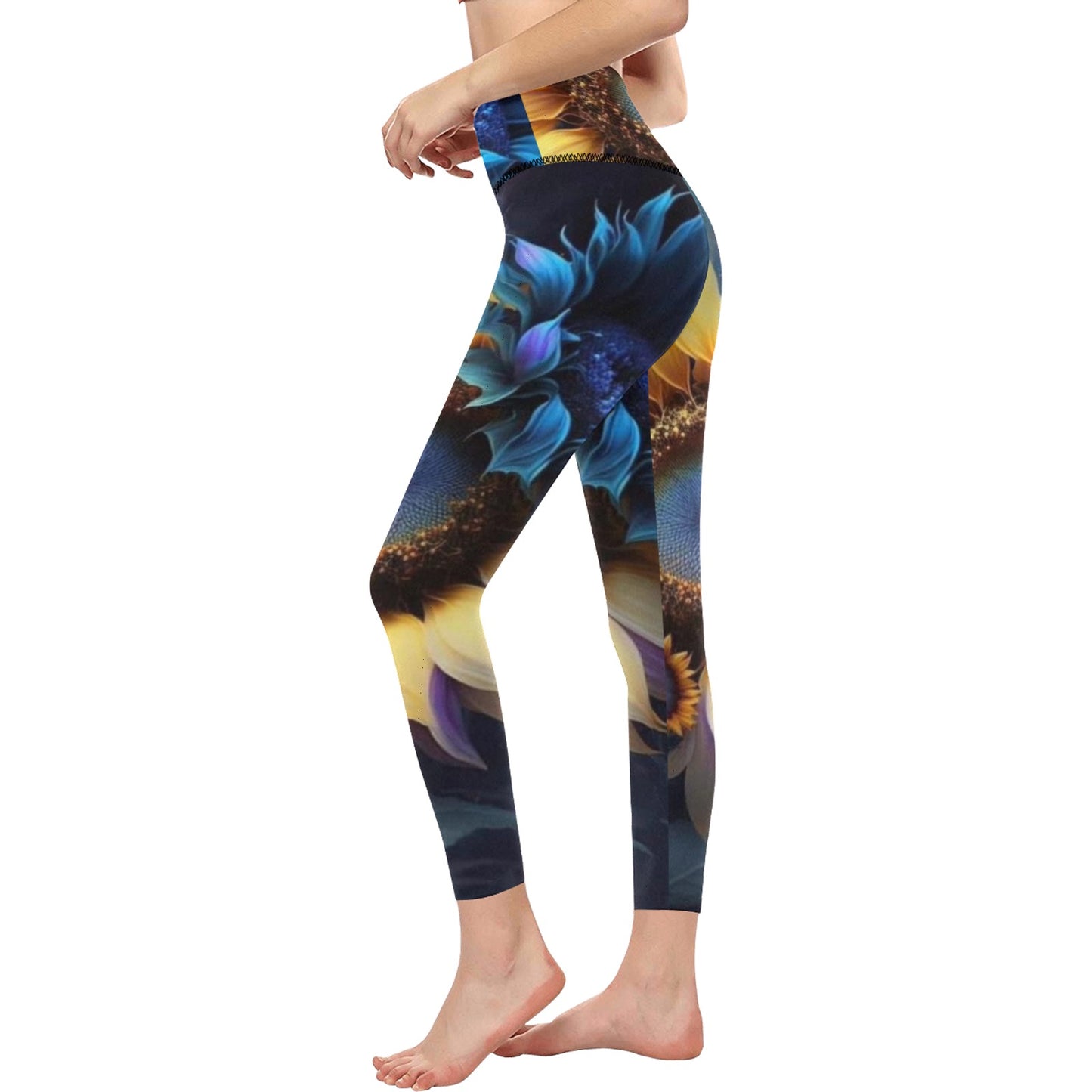 3D Sunflower Women's High-Waisted Leggings