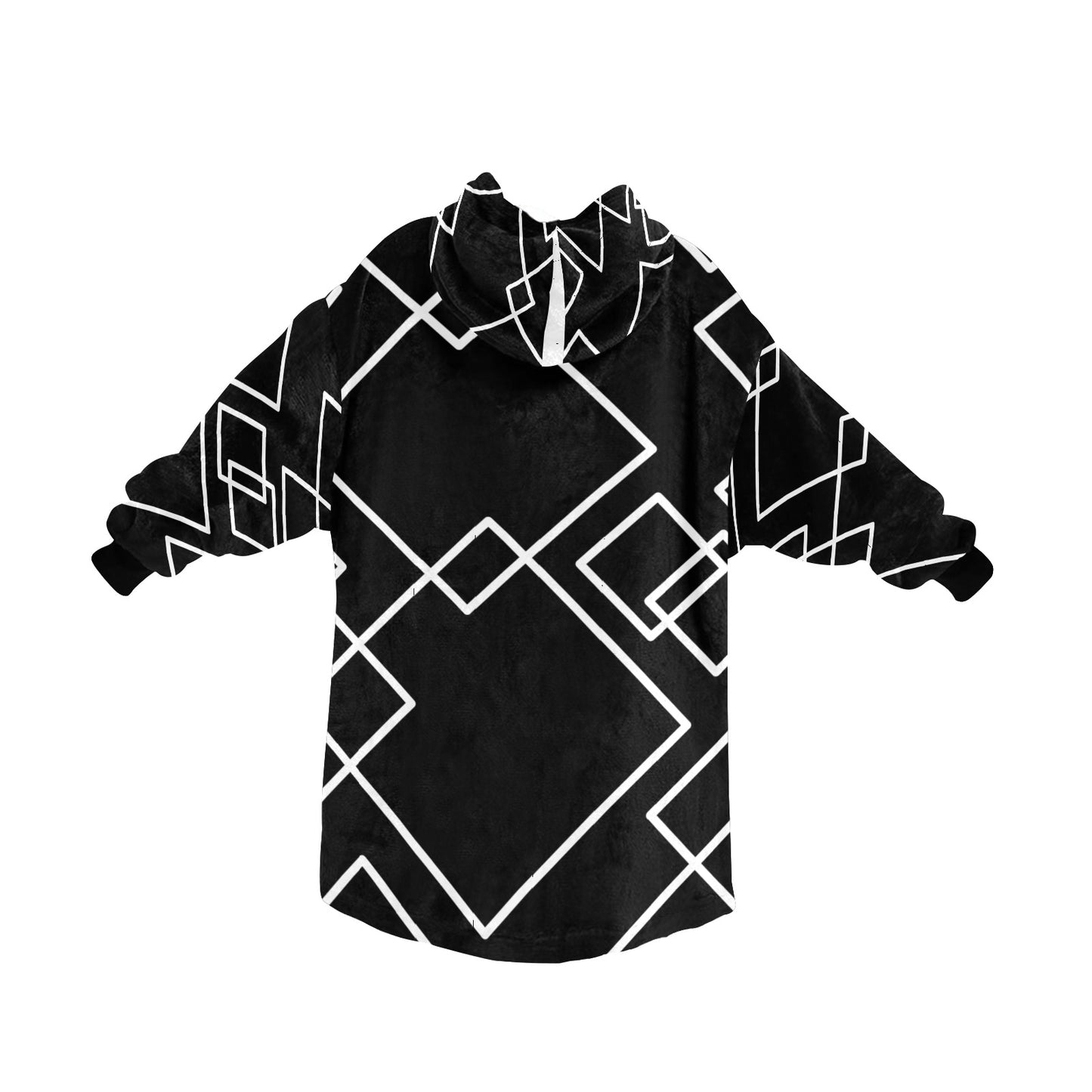 Black Squared Blanket Hoodie for Adults