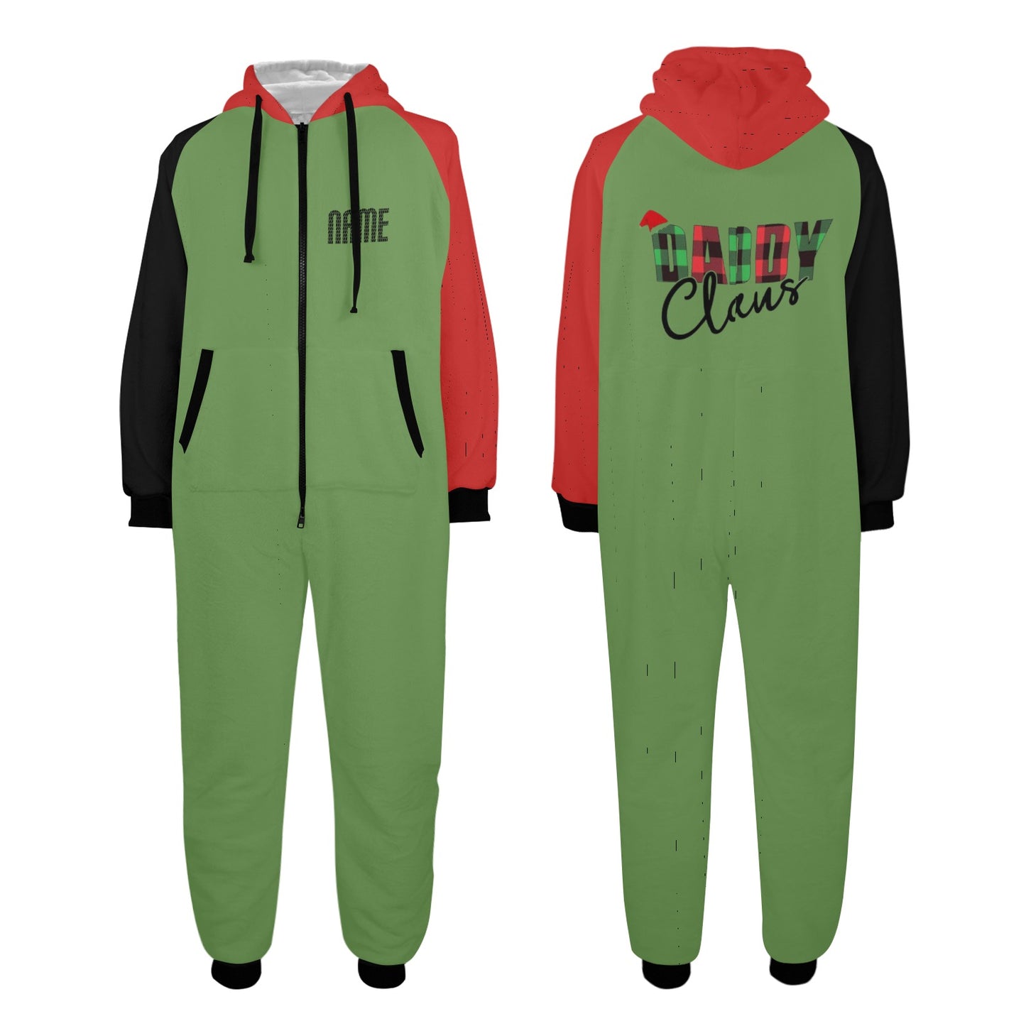 Daddy Claus- Christmas Unisex One-Piece Zip Up Hooded Pajamas