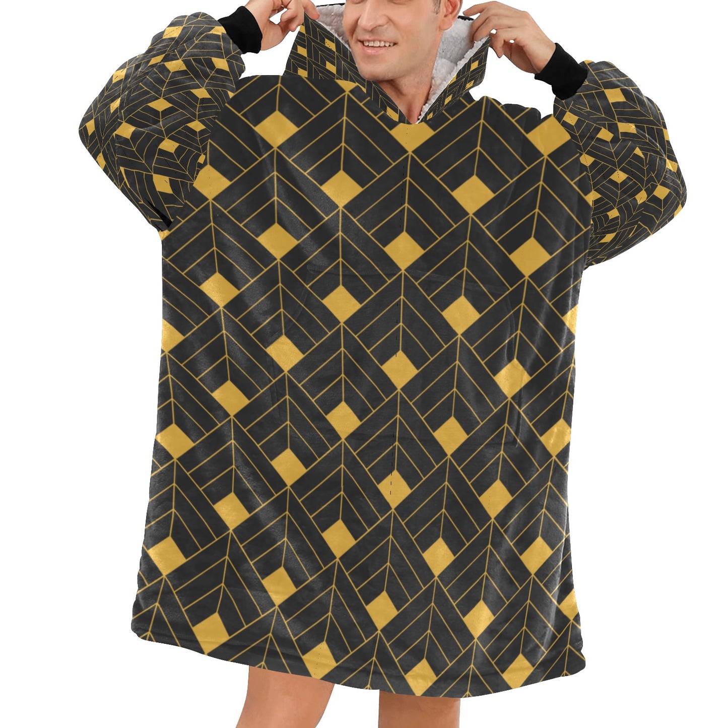 Gold Diamond Blanket Hoodie for Adults