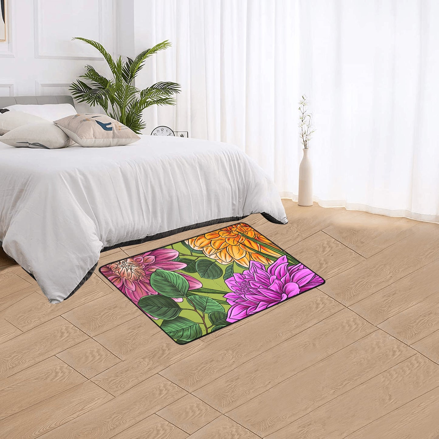 Spring Flowers Area Rug with Black Binding 2'7"x 1'8‘’