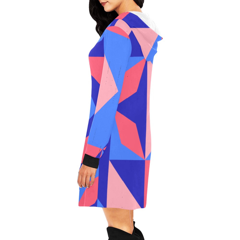 Color Abstract Hoodie Mini Dress