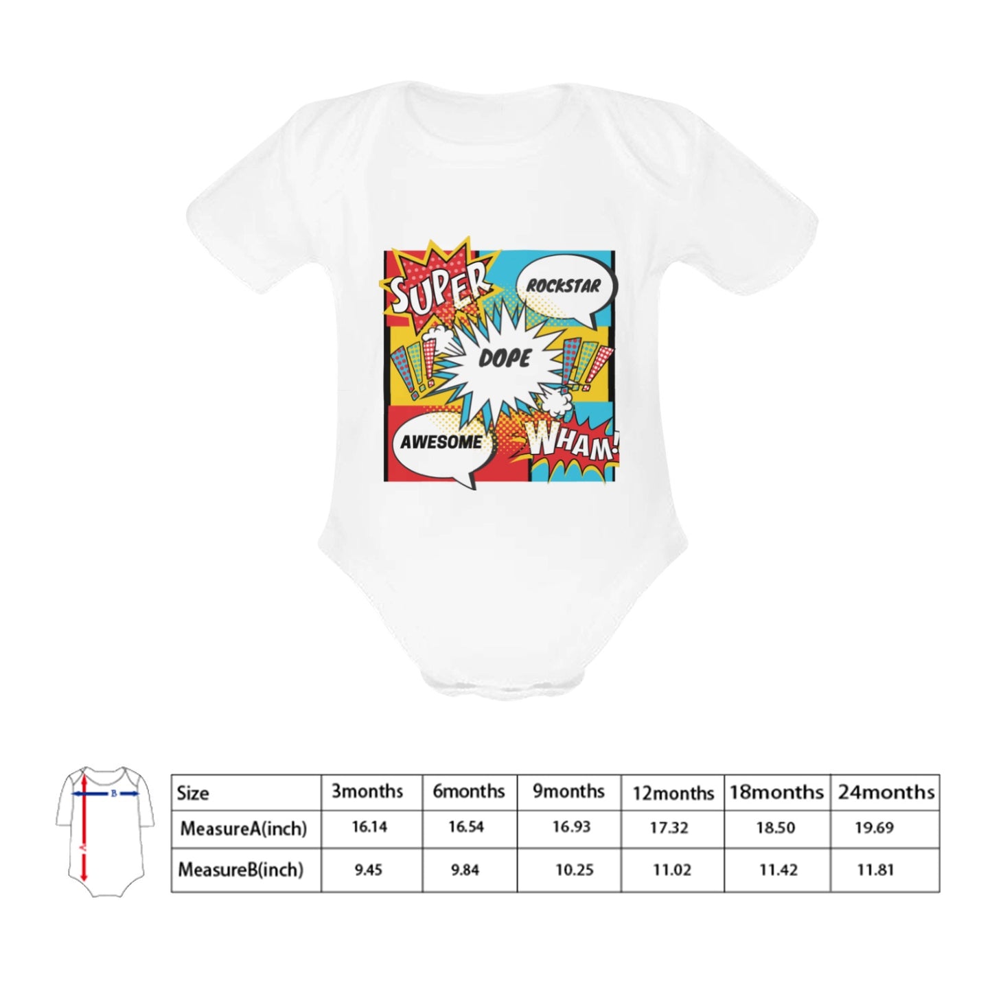 Comic Words Baby Onesie