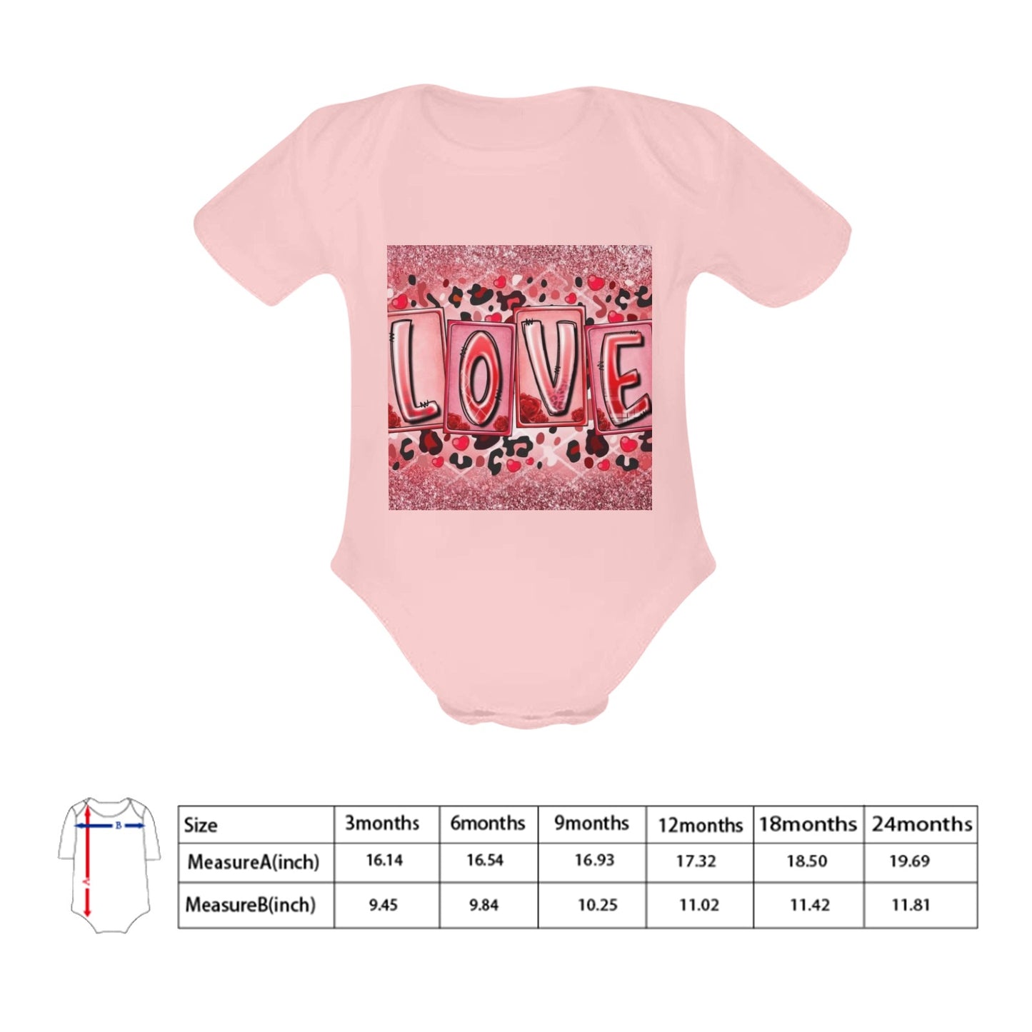 Love Valentines Day Organic Short Sleeve One Piece