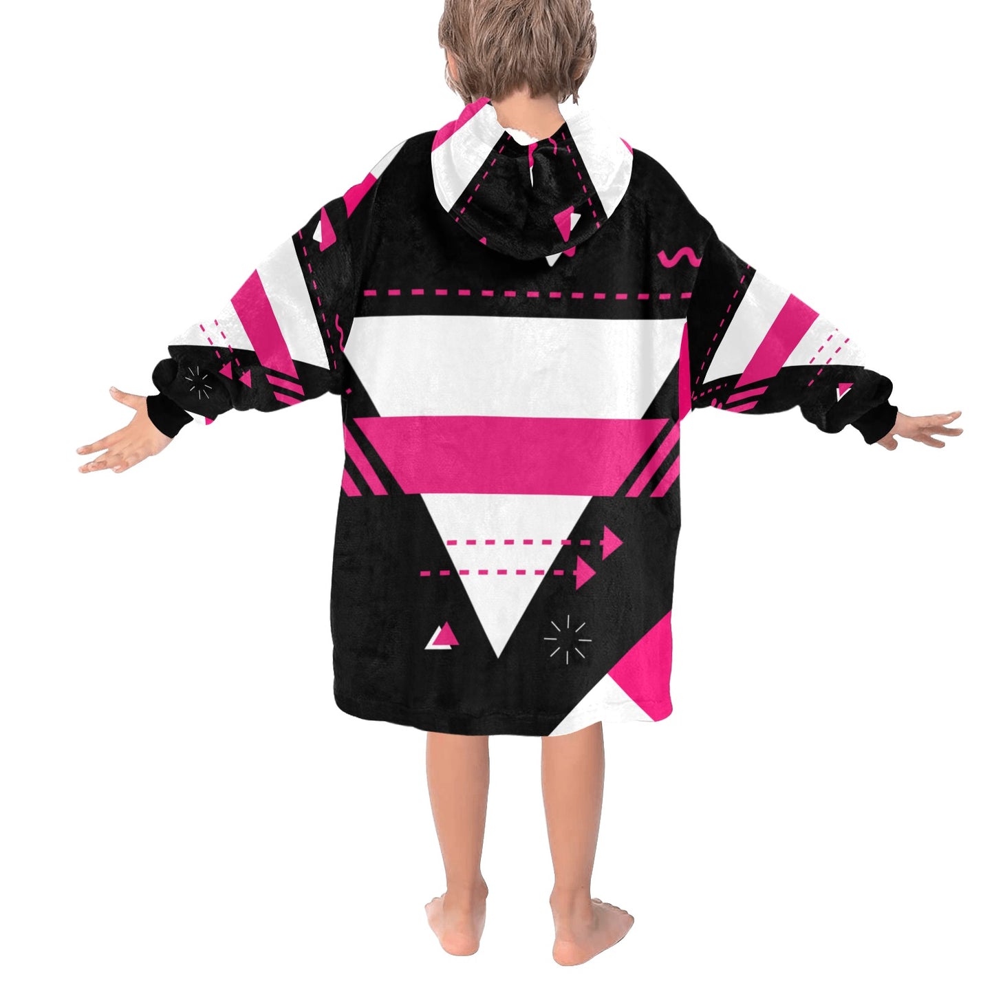 Black and Pink Blanket Hoodie for Kids