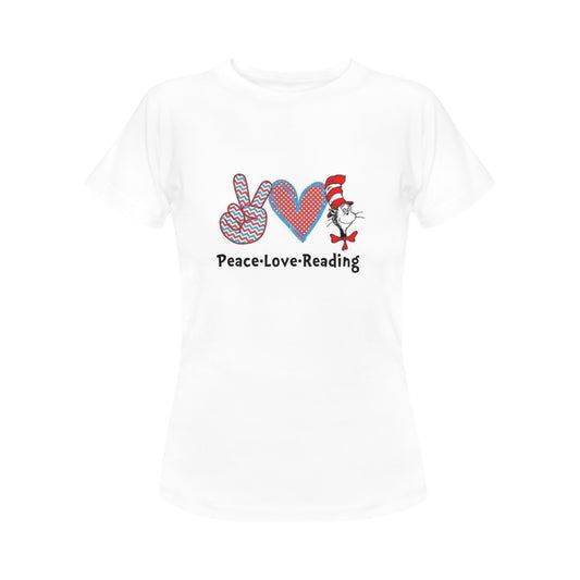 Peace, Love & Reading Women's T-Shirt