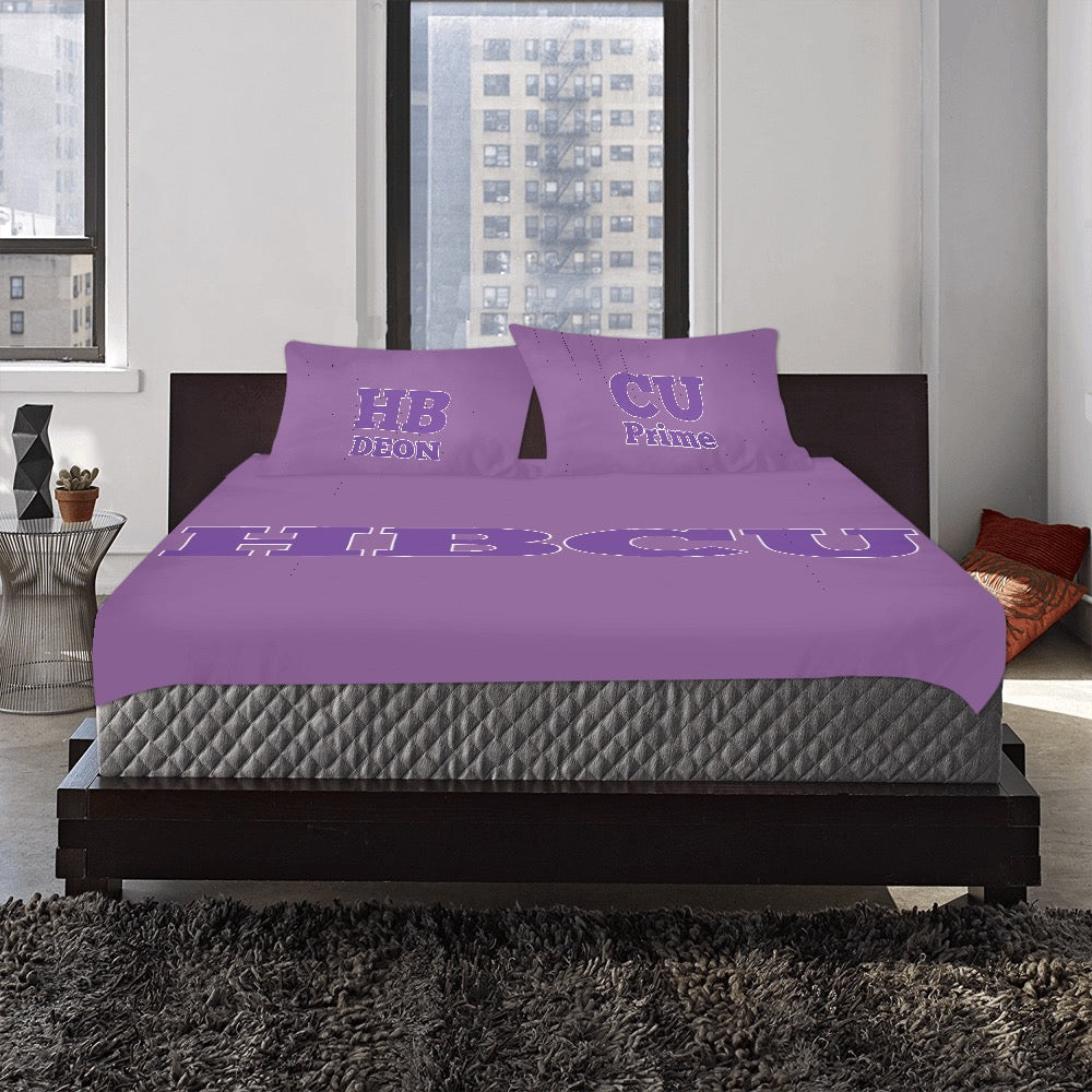 Purple & White HBCU 3-Piece Bedding Set