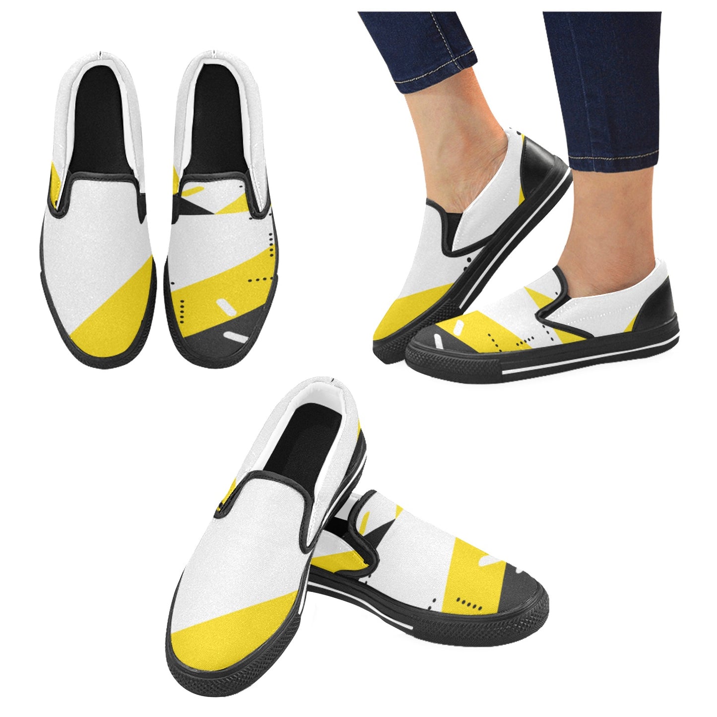 Black & Yellow Men's Slip-on Shoes