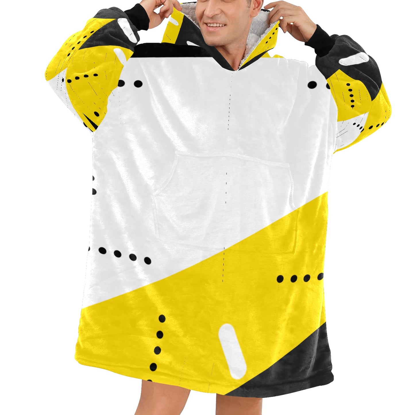 Black & Yellow Blanket Hoodie for Adults