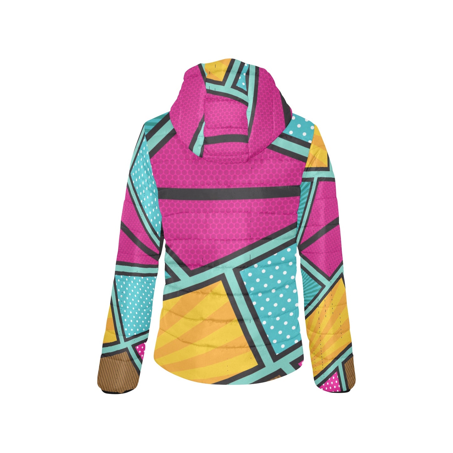 Geo Colorful Women's Padded Hooded Jacket