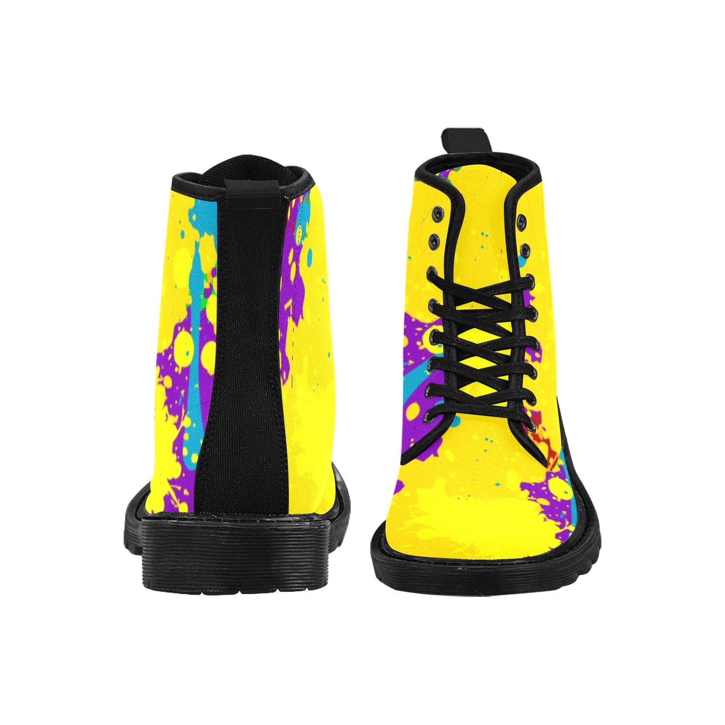 Yellow Splatter Martin Boots- Women (Black)