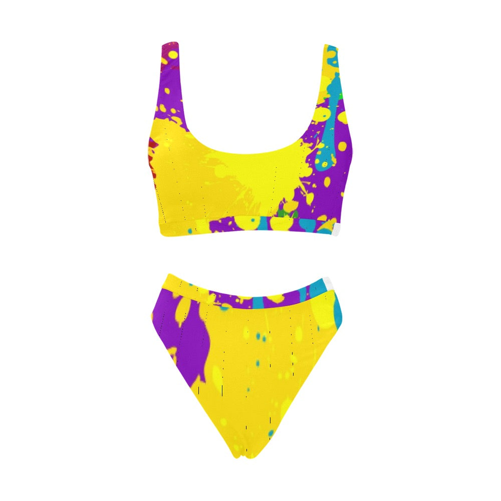 Yellow Splatter Sport Swimsuit