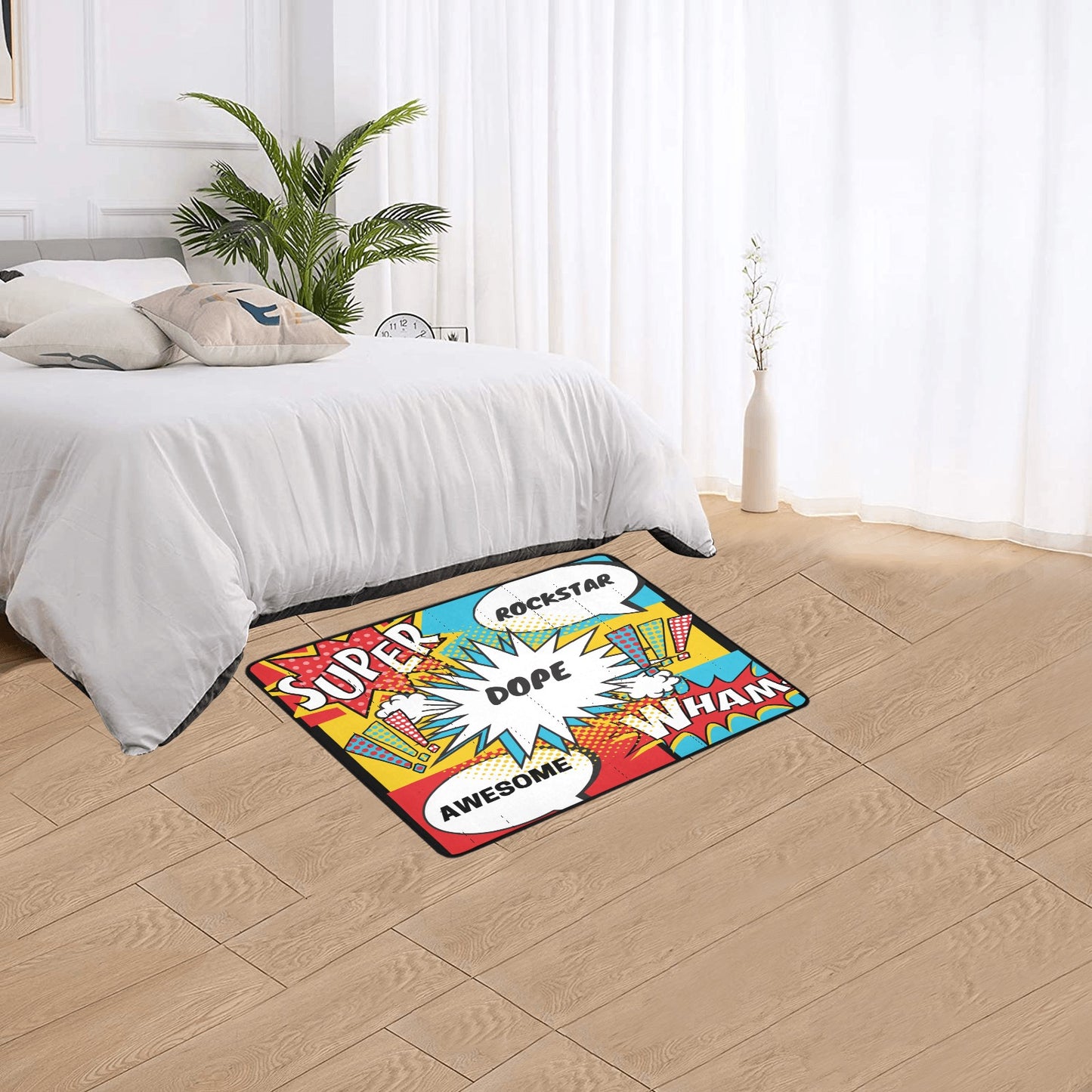 Comic Words Area Rug with Black Binding 2'7"x 1'8‘’