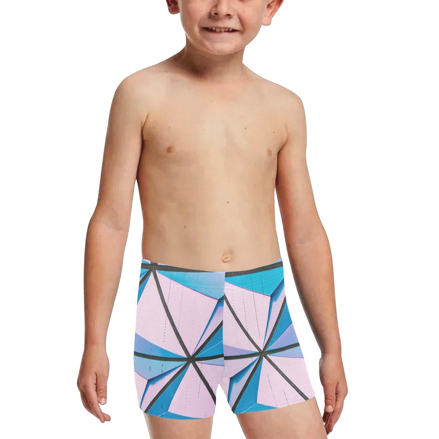 pink Abstract Little Boys' Swimming Trunks