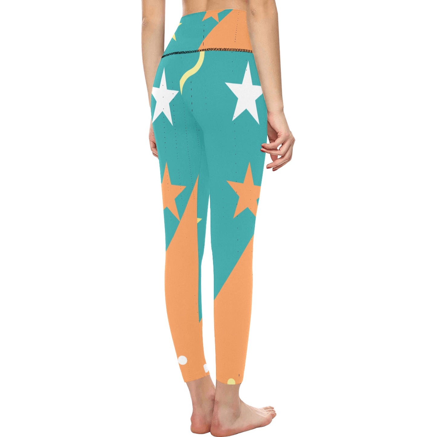 Teal Star Women's High-Waisted Leggings