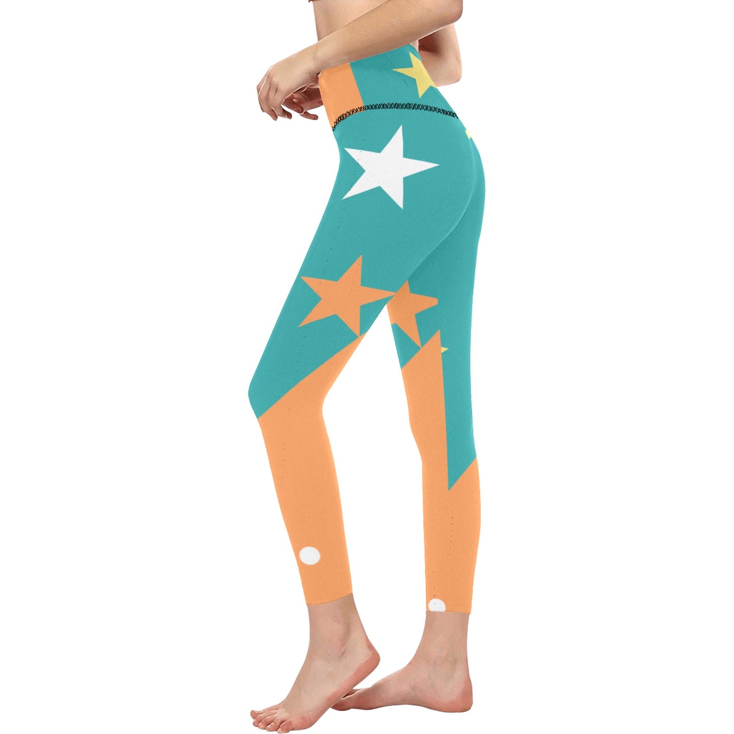 Teal Star Women's High-Waisted Leggings