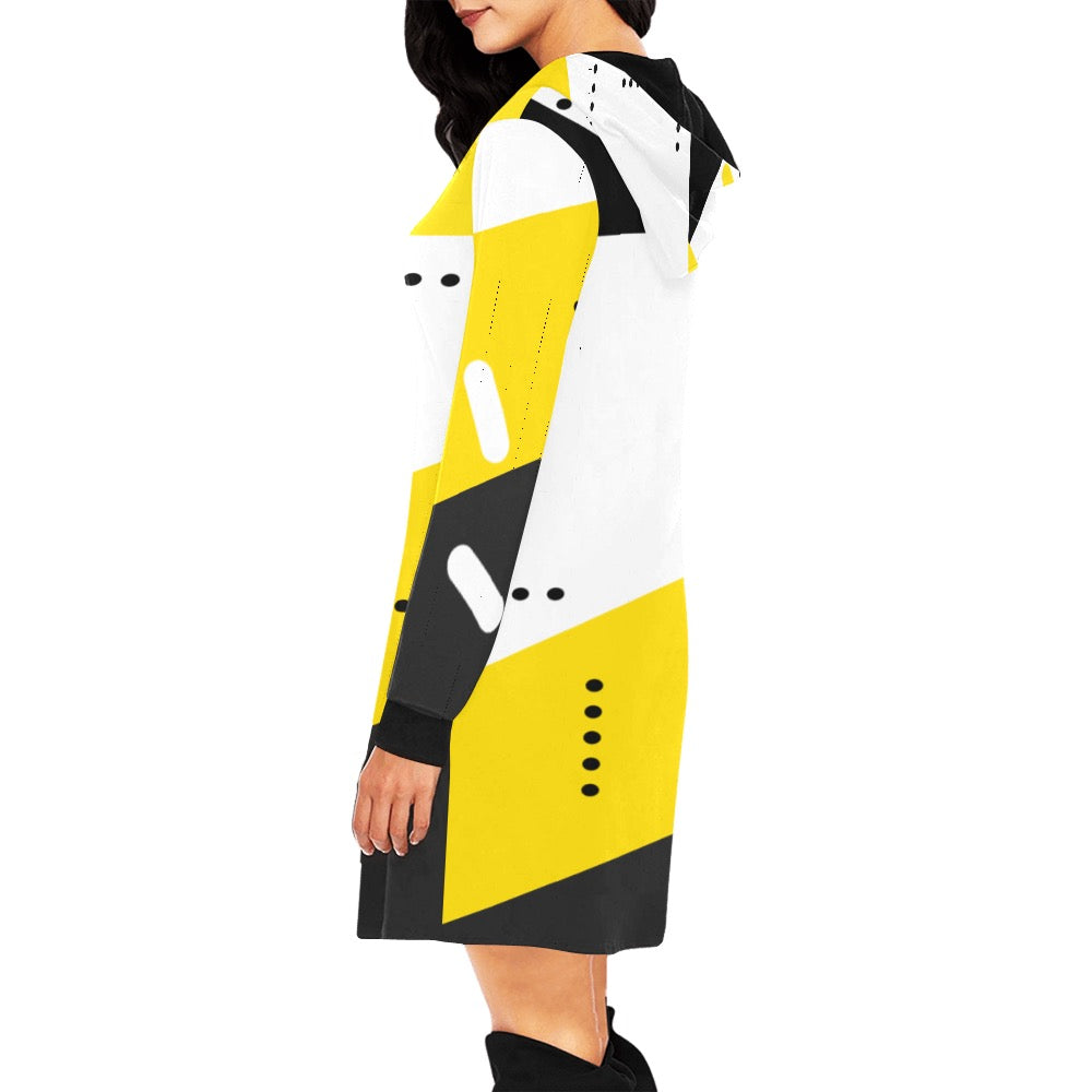 Black and Yellow Hoodie Mini Dress