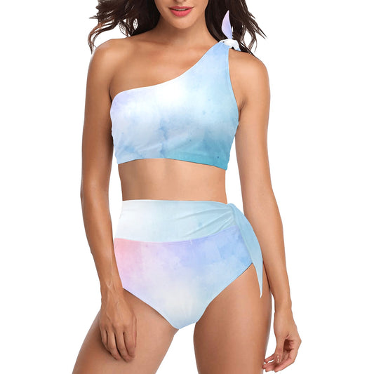 Pastel Palette One Shoulder Bikini Set