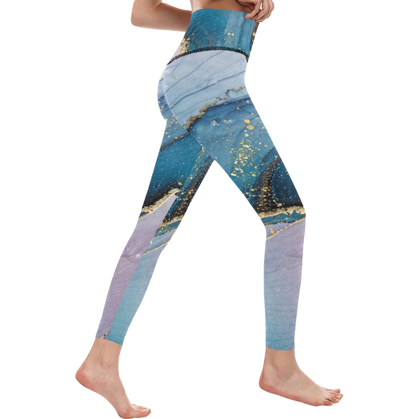 Blue Marble Women's High-Waisted Leggings