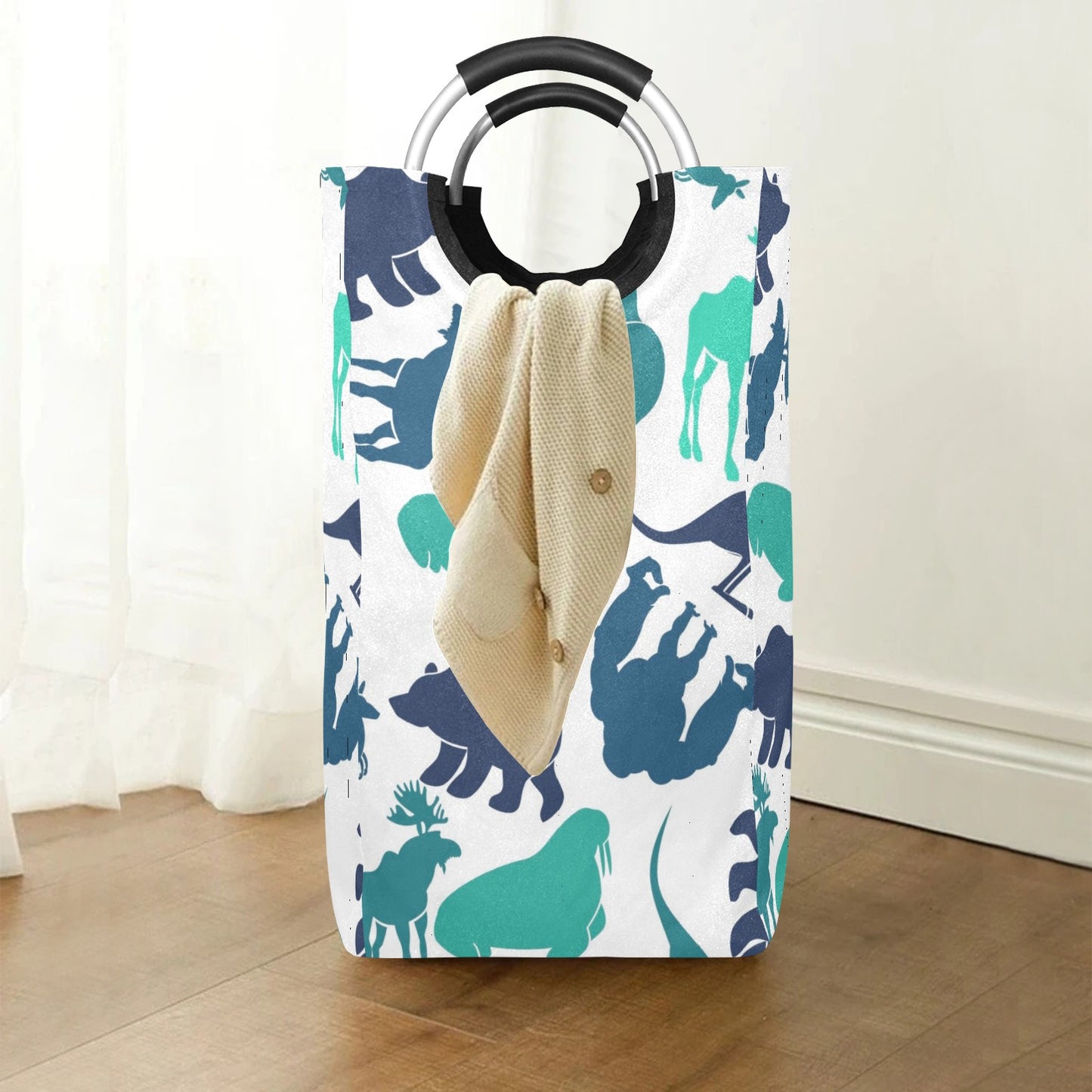 Blue Animals Square Laundry Bag