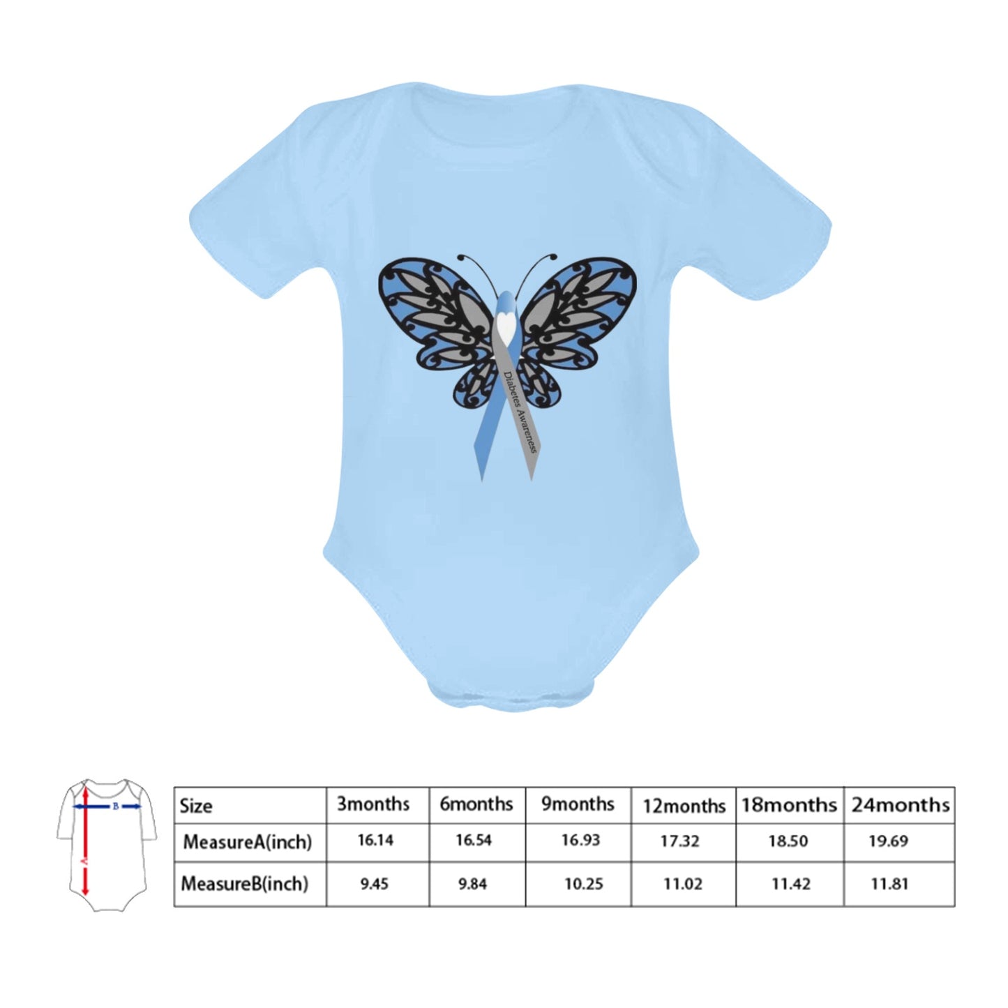 AWARENESS - Diabetes Baby Short Sleeve Onesie