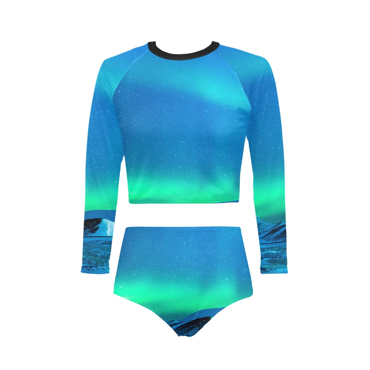 Blue Eclipse Long Sleeve Bikini Set