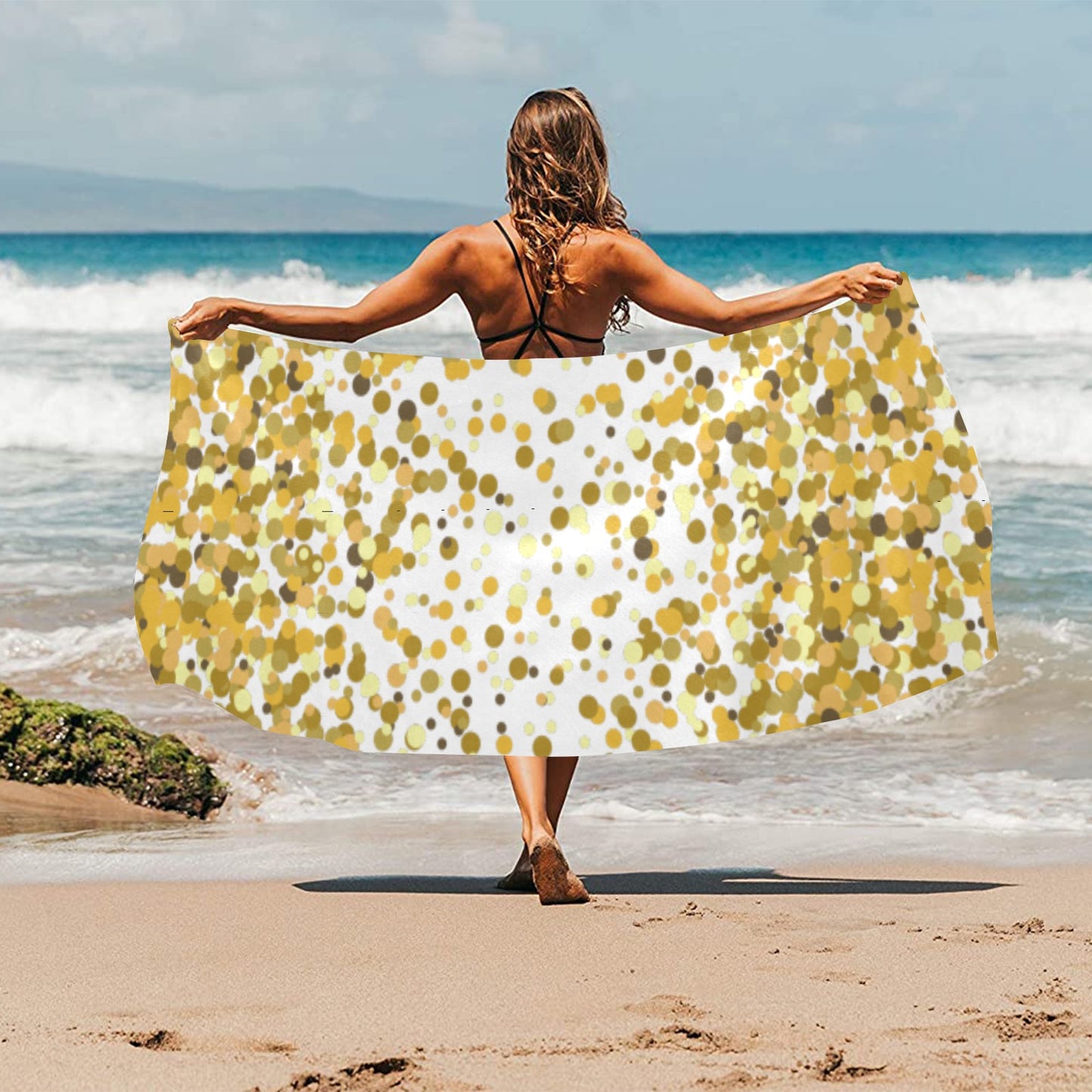 Gold Confetti Beach Towel 32"x 71"