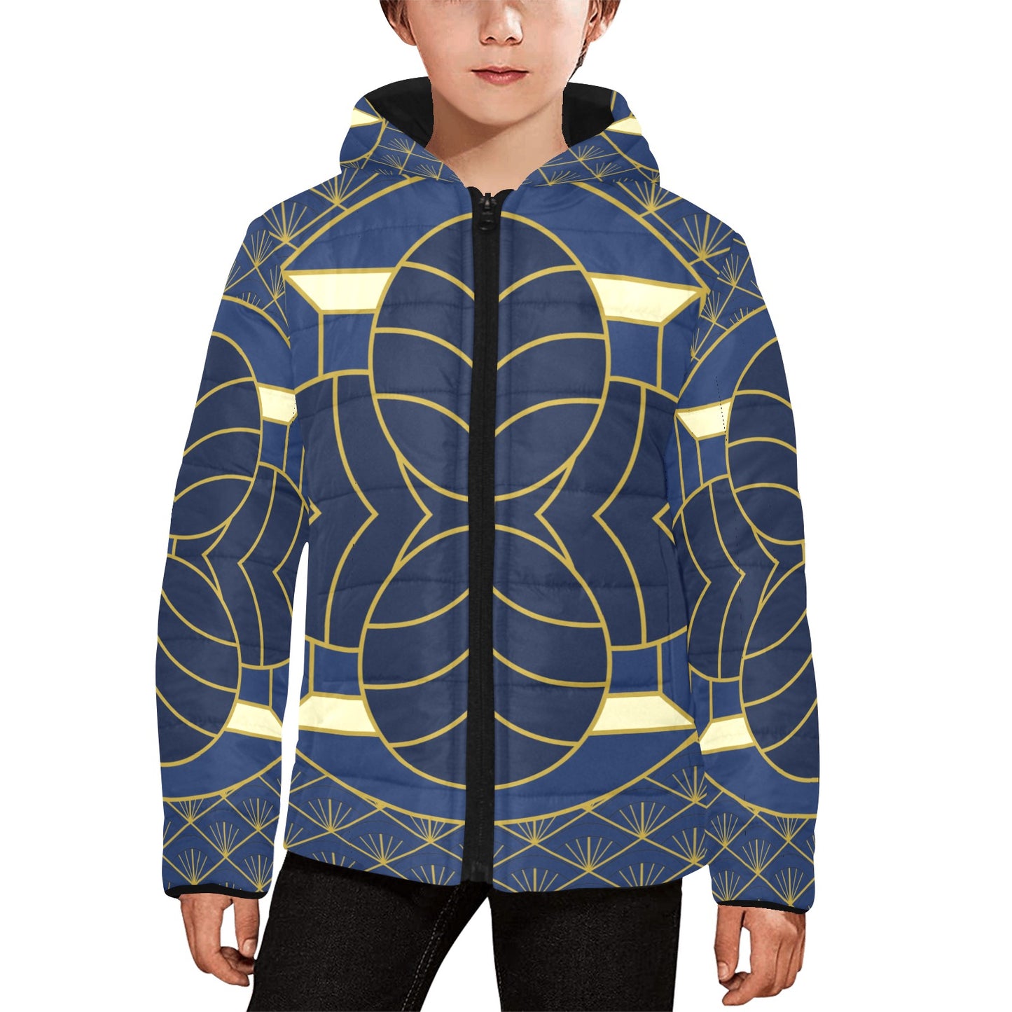 Navy Cut Kids Hooded Jacket